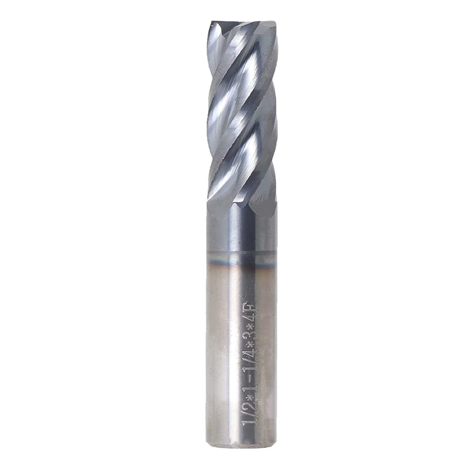 SEBLAFF 1/2 Inch Helix Carbide End Mill Tialn Coated 4 Flute 1-1/4 Inch Length of Cut Fit for Aluminum Cut Non-Ferrous Metal Upcut CNC Spiral Router Bit