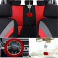 thumbnail image 5 of 17 Car Seat Cover Full Set for Women,Universal Car Seat Cover,Plush Steering Wheel Cover,Fluffy Soft Wool Handbrake Gear,Suspension Accessories Full SUV(Red), 5 of 14