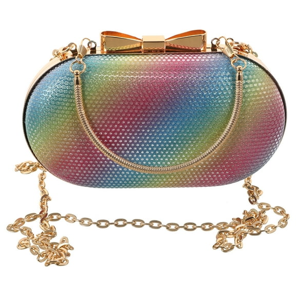 OUNONA Multi Rhinestone Clutch Purse for Women with Chain Evening Bag Suitable for Prom Wedding Party Storage 7.8 x 3.9 inches