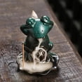 thumbnail image 2 of 1pc Ceramic Lotus Frog Backflow Incense Burner, Handmade Home Decor (Without Incense), 2 of 9