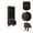 Brown, variant on Black Glass Curio Cabinet with 3 Shelves, Solid Wood Accent, 33.5H Display Storage for Living Room