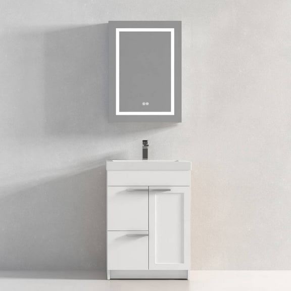 Blossom 20" Wall Vanity | Night Blue | Acrylic Sink & Side Cabinet | Floating All-Wood Design
