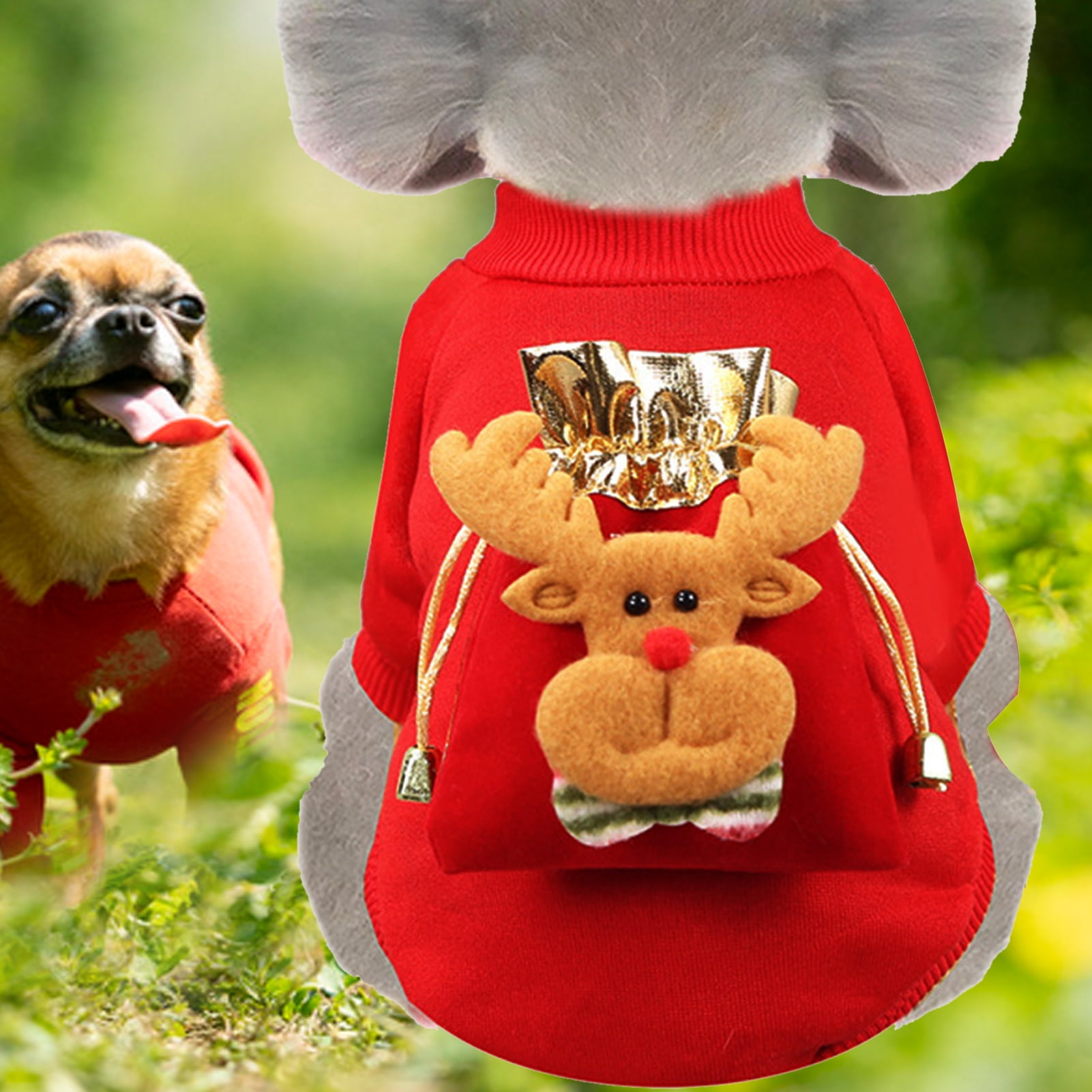 Happy Date Christmas Dog Fleece Vest Xmas Dog Hoodie Elves Sweater Winter Clothes for Small