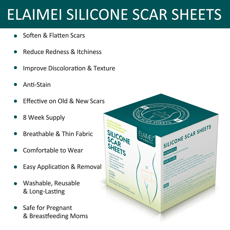 Muzooy 2 Rolls Silicone Scar Sheets, Medical Grade Silicone Scar Tape, Scar  Removal Strips for Acne, Burn Scars C-Section, Keloid Surgery Scars Sheets  