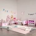 thumbnail image 2 of Qaba Kids Vanity Table & Chair Set with Drawer, Love Heart & Bow Patterns, 2 of 10