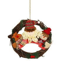 Snowman Wreath Christmas Decoration - 12.2 Inch Grapevine Wreath with Cute Snowman and Pine Leaves Winter Decoration for Front Door Home Wall Window Fireplace