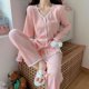 thumbnail image 2 of Conjunto de ropa de dormir de algodón para mujer, pijama de manga larga y pantalones, cárdigan, estilo informal, se puede usar al aire libre, Primavera, 2 of 5