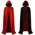 thumbnail image 2 of Capa Reversible con capucha para adultos y niños, capa con cuello levantado, bruja de vampiro, negra y roja, disfraz de Cosplay para fiesta de Halloween, 2 of 4