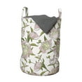 thumbnail image 1 of Floral Laundry Bag, Blossoming Peony Flowers Pattern on a Plain Background, Hamper Basket with Handles Drawstring Closure for Laundromats, 13" x 19", Rose Khaki, by Ambesonne, 1 of 4