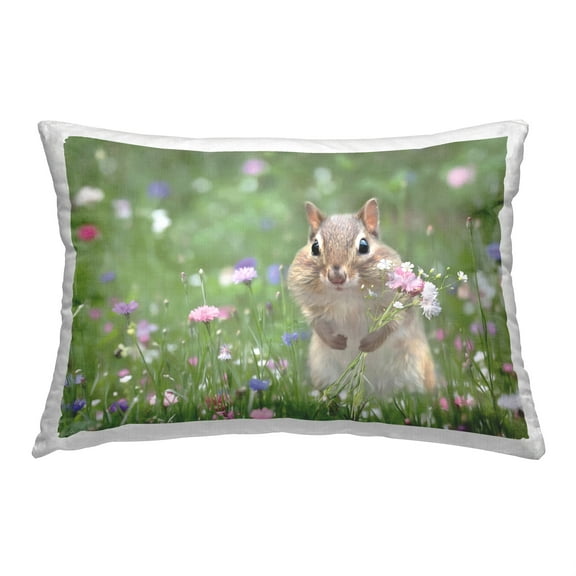 Stupell Industries Squirrel & Meadow Flowers Decorative Printed Throw Pillow, 14 x 20