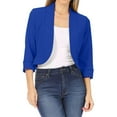thumbnail image 2 of Baberdicy Cropped Blazer Ladies Fashion Casual Solid Color Three Quarter Sleeve Sleeve Cardigan Short Small Coat Women's Blazers & Suit Jackets ( Blue S ), 2 of 6
