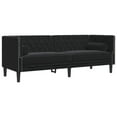 thumbnail image 2 of vidaXL 3 Piece Chesterfield Sofa Set with Bolsters Black Velvet, 2 of 5