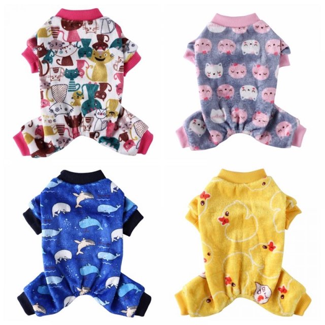 CHOK Pet Soft Flannel Pajamas Pjs Sleepwear Small Dogs Warm Clothes Jumpsuit Costumes