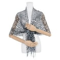 thumbnail image 3 of CHAL DE LENTEJUELAS INSPIRADORAS para Mujeres y Envolturas para Vestidos de Noche, Bufanda Brillante con Flecos para Fiesta de Boda Negro/Plata 66.9"x19.7", 3 of 6