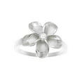 thumbnail image 3 of 925 sterling silver rhodium plated 15mm Hawaiian plumeria single flower cz ring size 7, 3 of 4