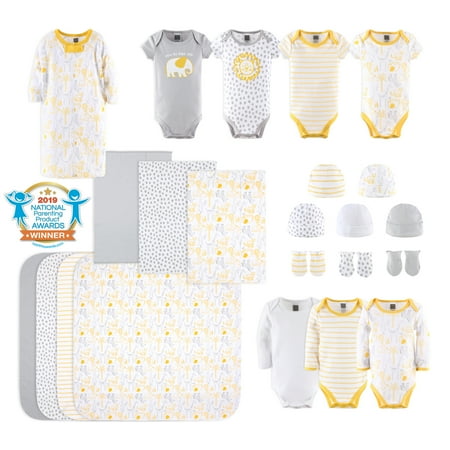 UPC: 0841297160554 | The Peanutshell Newborn Layette Gift Set for Baby Boys or Girls  Yellow Safari  23 Essential Pieces  0-3 Months