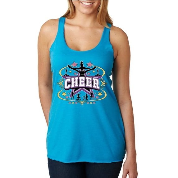 Wild Bobby Cheerleading All Stars Girl Sports Women Tri-Blend Racerback Tank Top, Vintage Turquoise, Medium