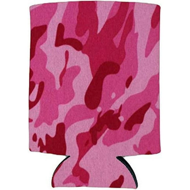 Blank Soft Foam Collapsible Can Coolie Pink Camo 6 Pack