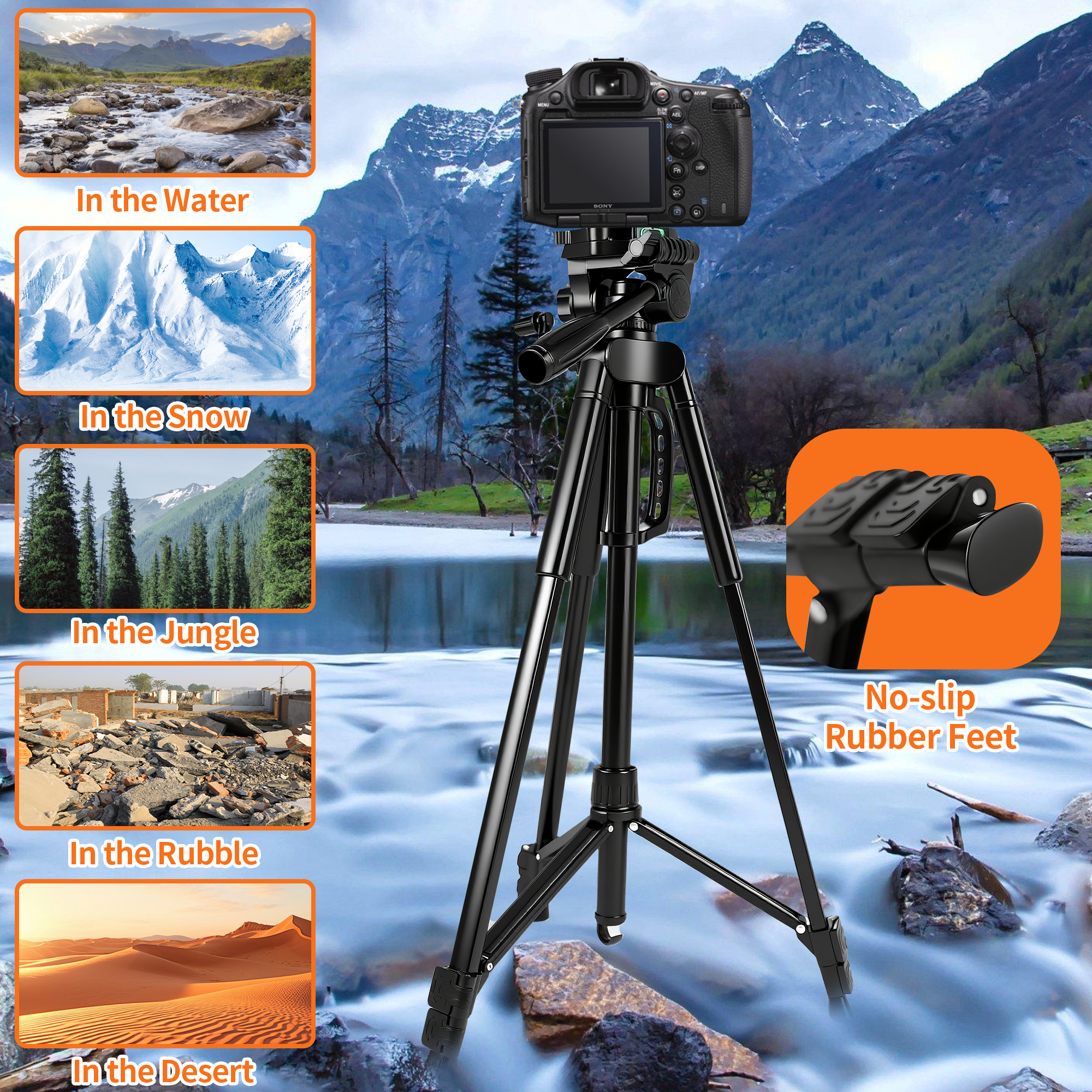 Busatia 64 inch Camera Tripod with Bluetooth Remote and Phone Holder photo 7