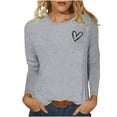 thumbnail image 1 of Besolor T-Shirts de la Saint-Valentin pour Femmes Imprimé Cœur Col Rond Manches Longues Tunique Décontractée Blouse Tee, 1 of 4