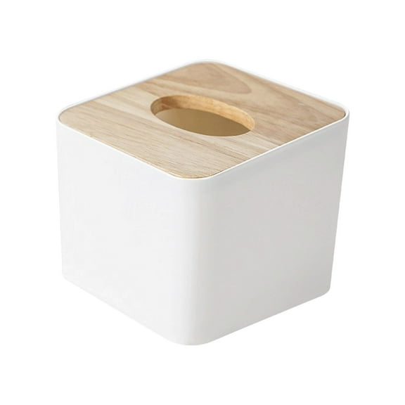 Btomtd Wood Tissue Box Cover Living Room Dining Room Home Storage Plastic Resisted to Damp and Wear Tissue Box Holder, White