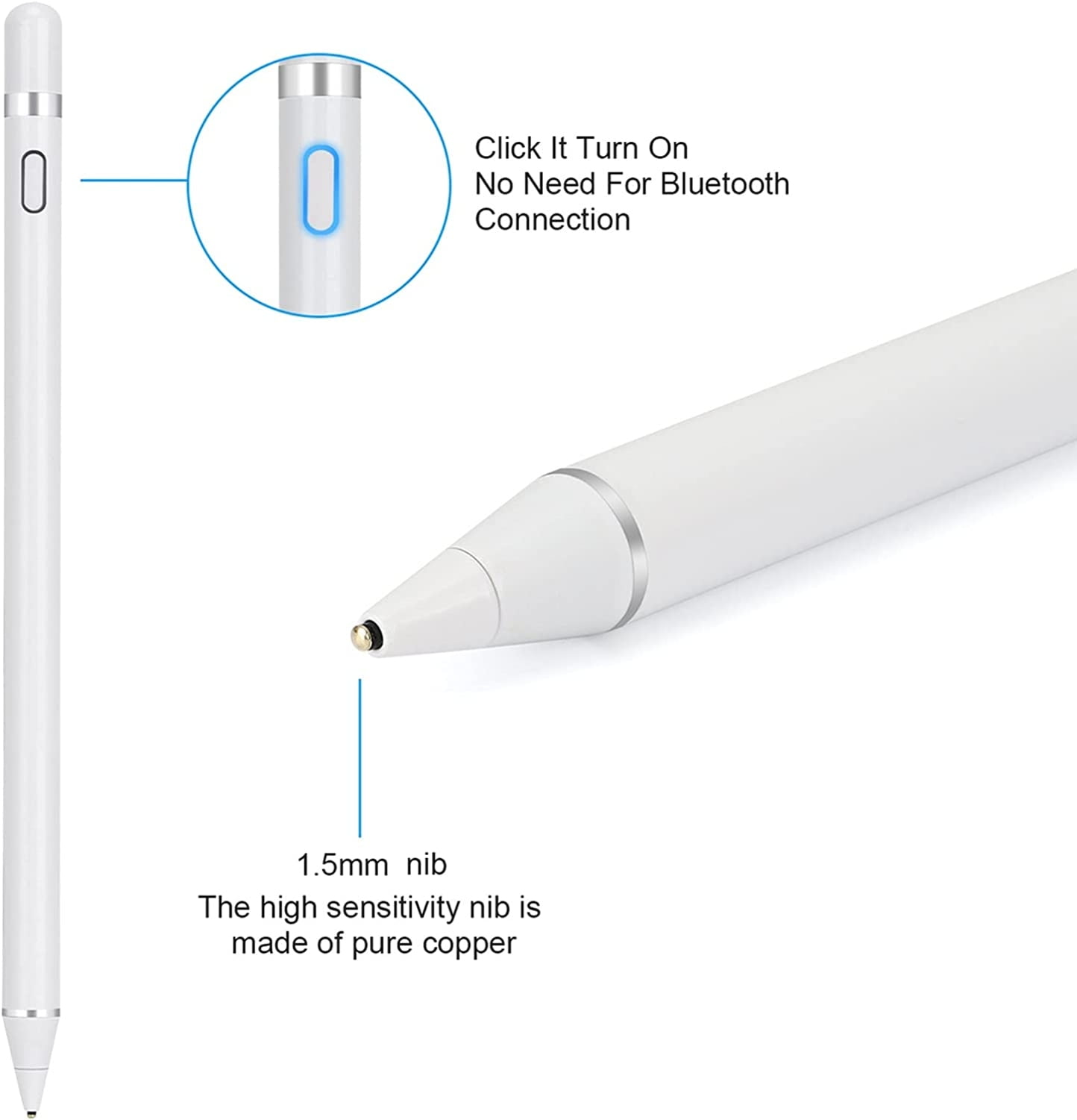 For iPhone 15/Pro/Max/Plus - Active Stylus Pen Digital Capacitive Touch Rechargeable Palm Rejection