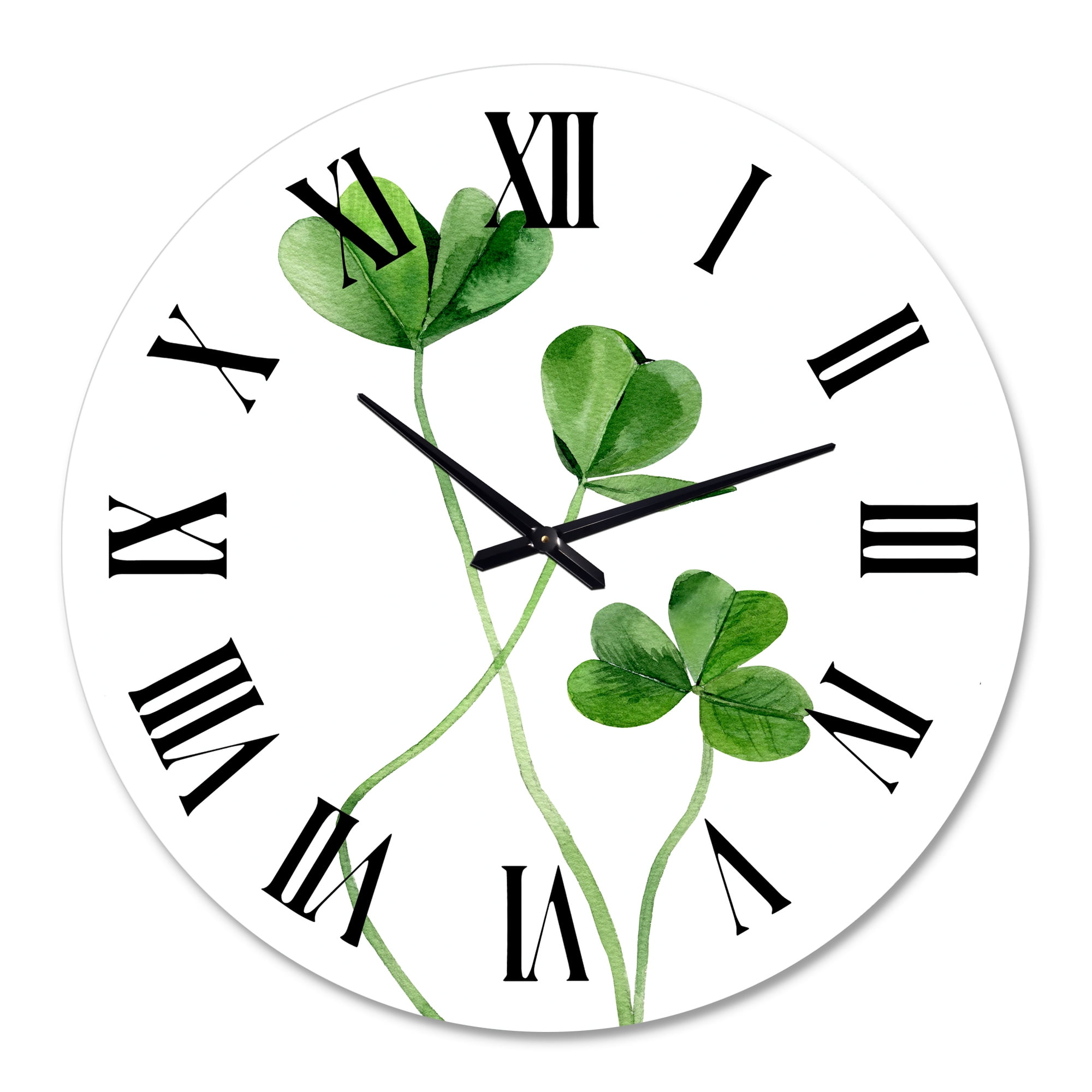Designart 'Field Plant Detail Clover' Farmhouse Wall Clock
