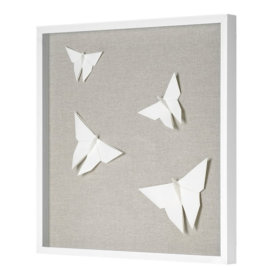 American Art Decor Frozen in Flight Paper & Linen Shadowbox Art - 18" x 18"