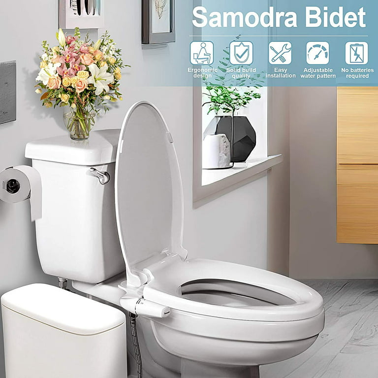 Samodra Ultra-Thin Bidet Attachment White Frontal & Rear Wash Hygienic  Bathroom