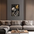 thumbnail image 5 of ZHONGYUTONG Skeleton Wall Art Abstract Skull Canvas Skeleton and Gold Butterfly Pictures Gothic Painting for Living Room Decor Framed (12.00" x 18.00"), 5 of 5