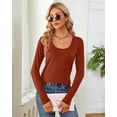 thumbnail image 4 of 2 Pcs Womens T Shirt Tops with Scoop Neck Basic Casual Tee Women Basic Layer Shirts, 4 of 5