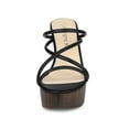 thumbnail image 6 of BLISSFUL STEP Women's Platform Strappy Crisscross Strap Block Heel Slide Sandals Black 7, 6 of 7