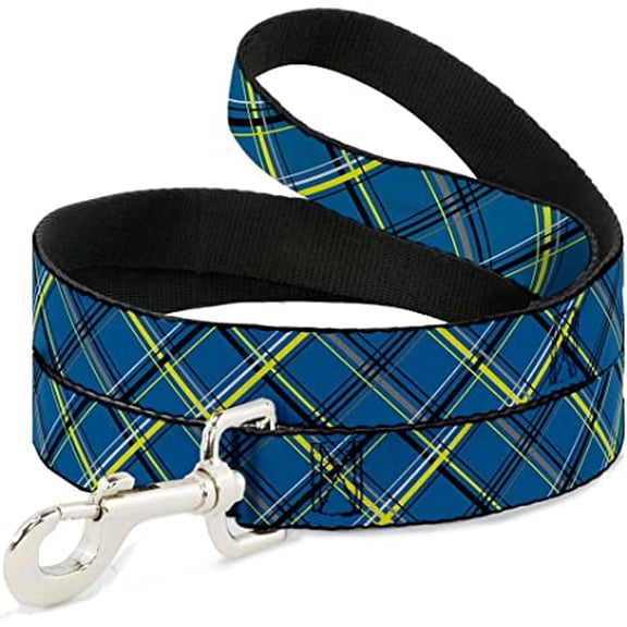 Buckle-Down Dog Leash Plaid Turquoise Yellow Black Gray Available in Different Lengths and Widths for Small Medium Large Dogs and Cats