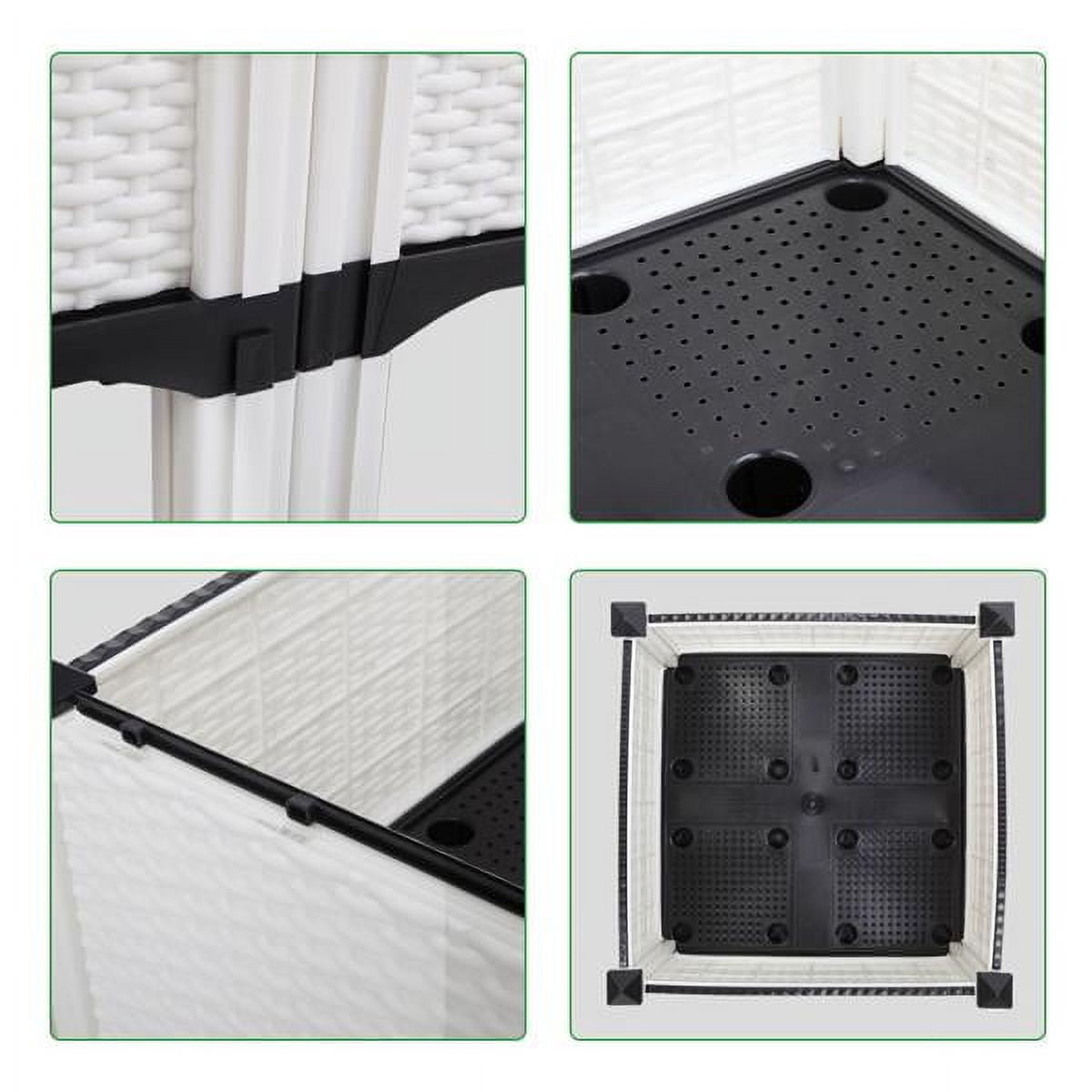 2Pcs Free Splicing Injection Planting Box Rattan Pattern Garden Bed, Sturdy & Lightweight, Easy Assembly for Gardens, Patios, Balconies, White