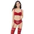 thumbnail image 2 of Varsbaby Women Push Up Bras Set Lace Lingerie Bra and Panties and Garter and Stocking 4 piece, 2 of 7