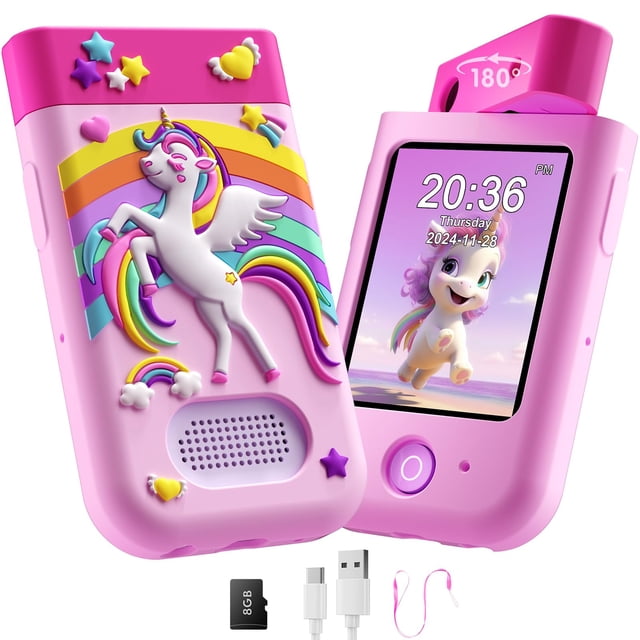 Teléfono inteligente de juguete BiuLeon para niñas de 3 a 10 años con cámara y juegos