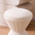 thumbnail image 4 of Multifunction Velvet Ottoman, Upholstered Vanity Stool Chair, Sturdy Round Footstool for Makeup, Living Room, Bedroom, Entryway, Beige, 4 of 8