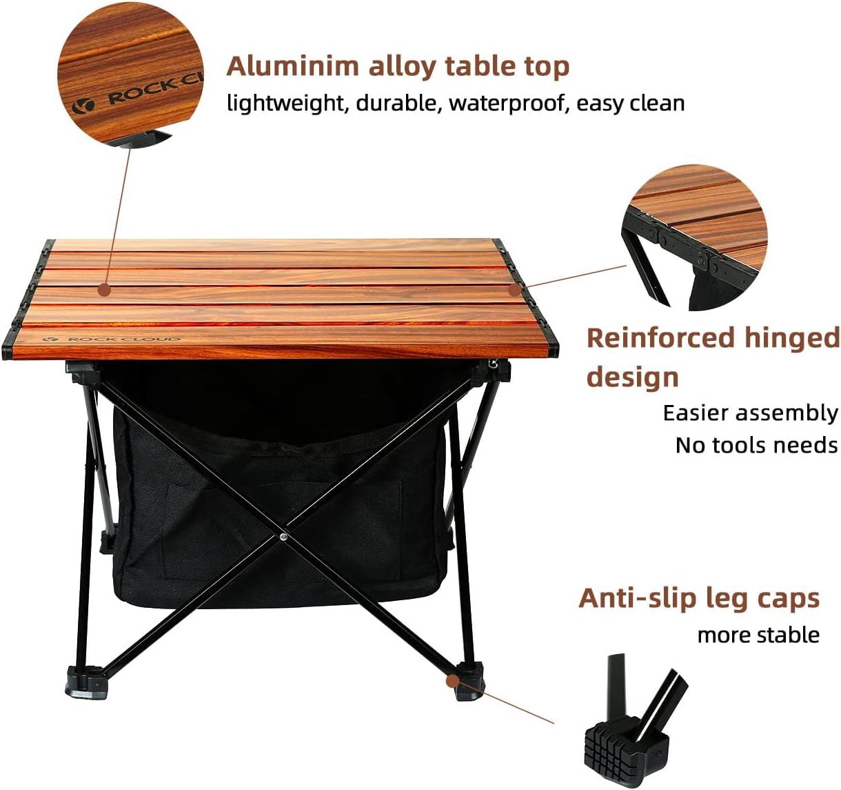 Ultralight Folding Camping Table, Aerospace Aluminum Backpacking Table with Detachable 600D Poly Storage Bag, Upgraded Nylon Hinges Supports 60 LBS for Hiking Fishing Picnic Beach