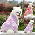 thumbnail image 3 of Reheyre Plaid Printing Puppy Dress - Bow-knot Decor Two-legged Dog Costume Skirt - Summer Apparel, 3 of 8
