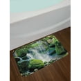 thumbnail image 2 of Nature Scene Bath Mat, Natural Waterfall Flows on Rocks with Moss Woodland in Minnesota, Plush Bathroom Decor Mat with Non Slip Backing, 29.5" X 17.5", Lime Green and Blue Grey, by Ambesonne, 2 of 2