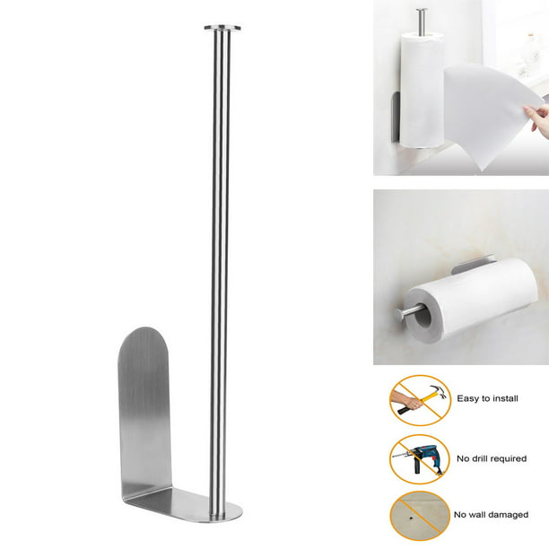 LNKOO Self Adhesive Paper Towel Holder - Under Cabinet Paper Towel Rack for  Kitchen, SUS304 Brushed Stainless Steel (No Drilling) - Walmart.com