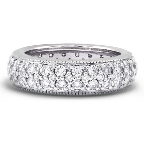 Full Eternity Diamond Wedding Band, Double Row Diamond Engagement Ring, Luxurious Party Wear Diamond Ring, 2.6 Ct Simulated Diamond, 925 Sterling Silver