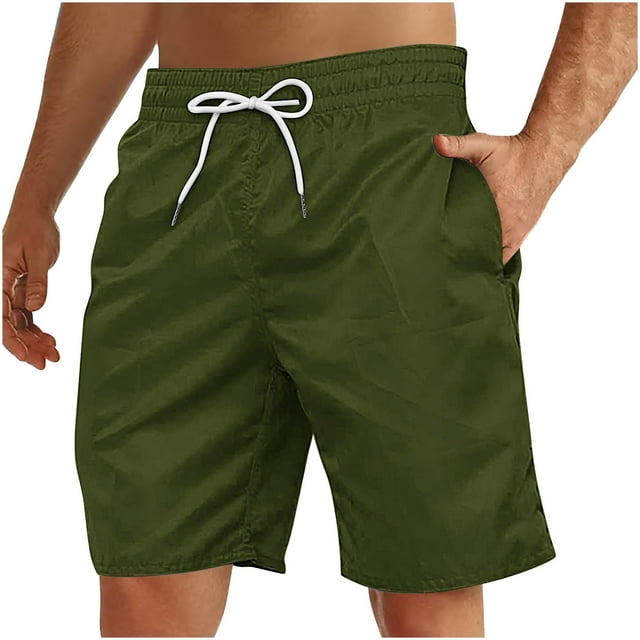 Yuyuzo Mens Shorts High Waisted Drawstring Quick Dry Summer Beach Swim Knee Length Shorts with Pockets