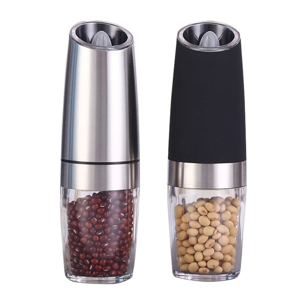 Electric Gravity Pepper Grinder Set of 2, Automatic Salt and Pepper Mill Grinder, Battery