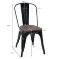 thumbnail image 2 of Costway Set of 4 Dining Side Chair Stackable Bistro Metal Wood Stool Black, 2 of 10