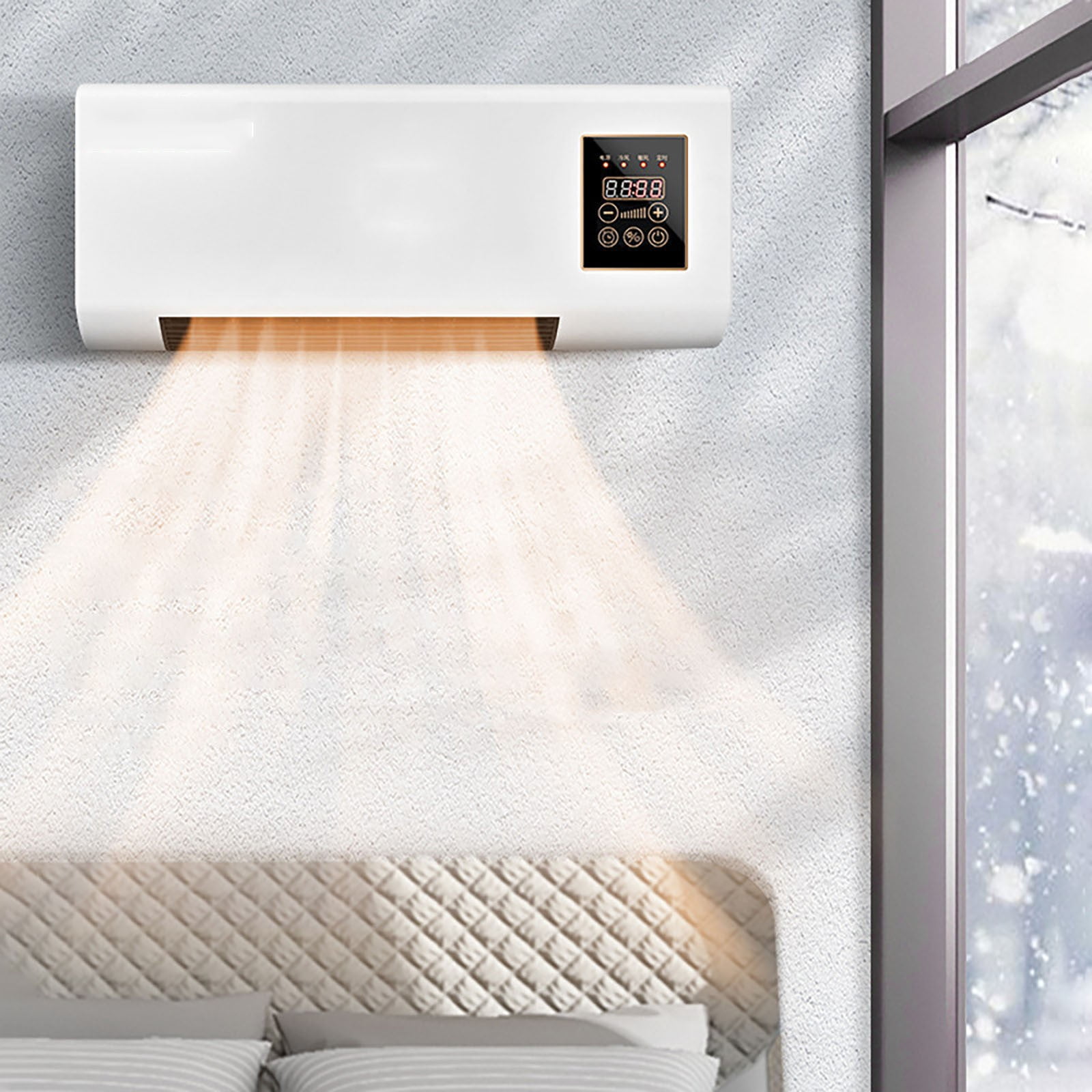 Ycandiee Portable Heater and Air Conditioner Combo, 2 In 1 Wall Mounted Air Electric Fan, Mini Cooling And Heating Air Conditioners Heating System for Bathroom Office Bedroom RV