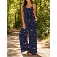 thumbnail image 5 of Women's Casual Sleeveless Jumpsuits Colorful Stars Spaghetti Strap Wide Leg Pants Rompers with Pockets, 5 of 7