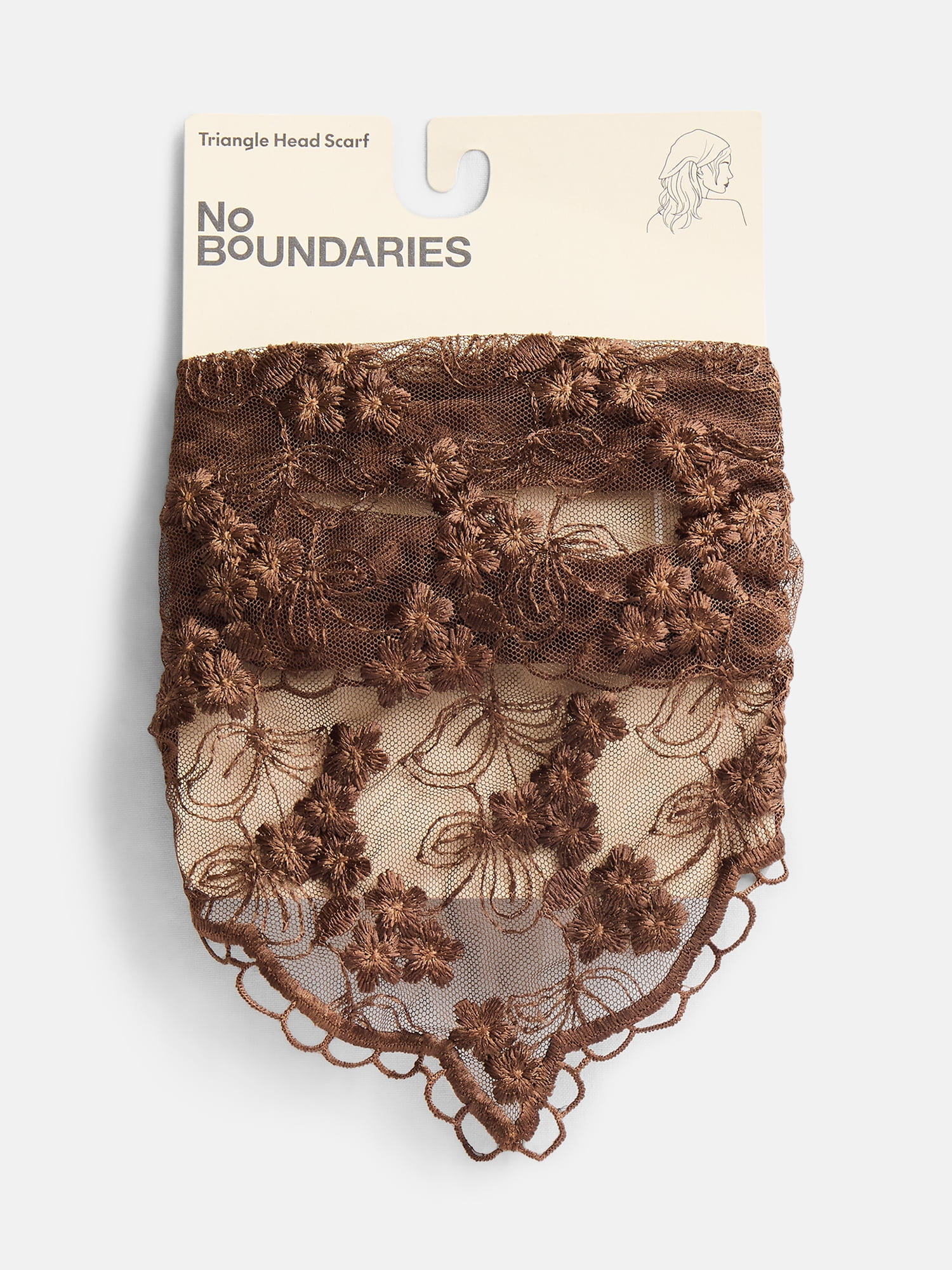 No Boundaries Lace Triangle Head Scarf, Chocolate Brown, Women's