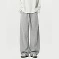 thumbnail image 3 of Men's Wide Leg Sweatpants Baggy Oversized Flared Bell Bottom Loose Streetwear Track Pants TrousersLight Gray M, 3 of 8