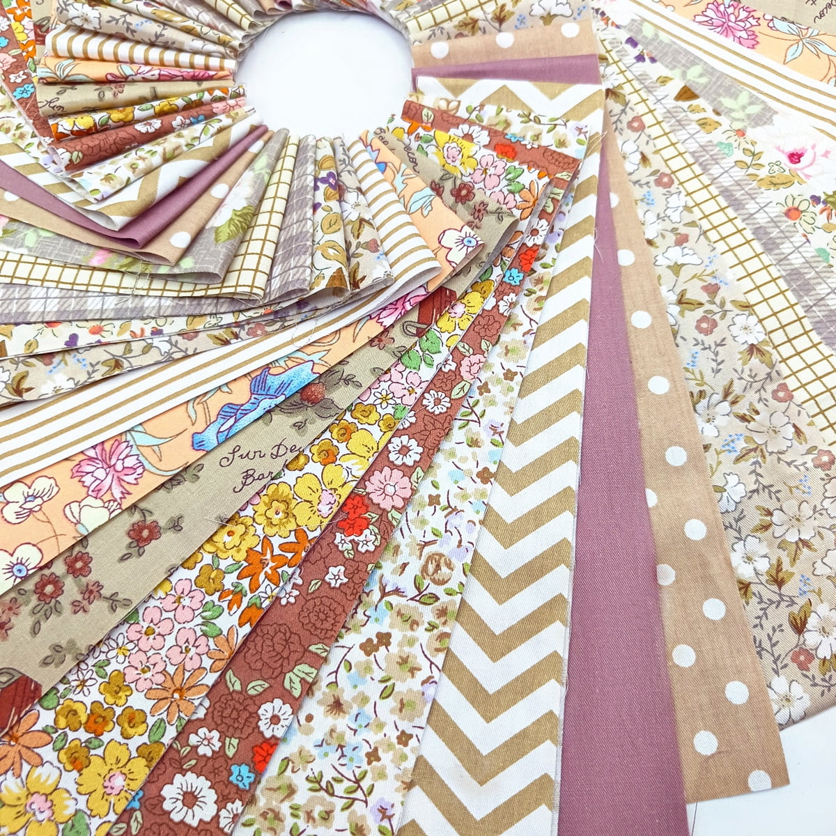 80 Pcs Jelly Roll Fabric Strips for Quilting Fabric, Sewing Supplies & DIY Crafts-2.6 Inch Precut Cotton Fabric Bundles, Perfect for Quilt Projects,Floral Patchwork Brown